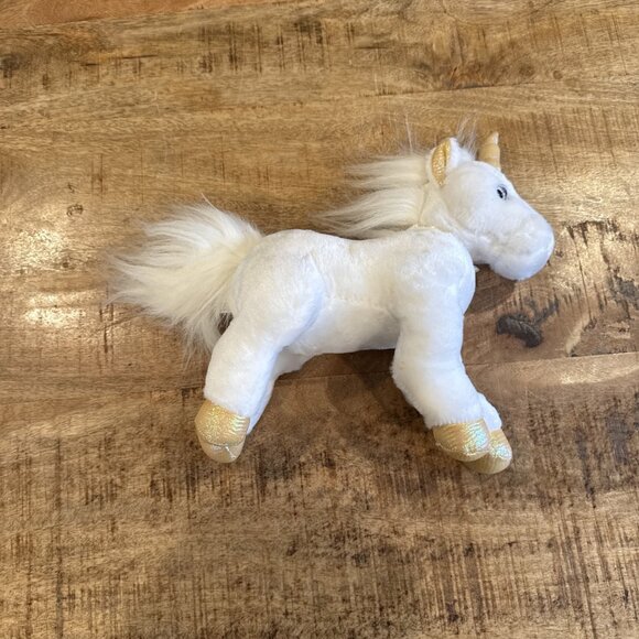 Aurora White 12” Unicorn Lovey Plush Yellow Flower Collar Gold Hooves 2016 - Picture 5 of 10